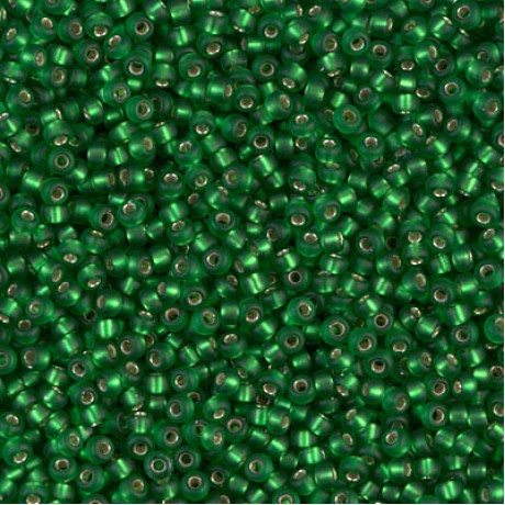 Miyuki Round Seed Beads 11/0 Matte Silverlined Green