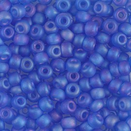 Miyuki Round Seed Beads 6/0 Matte Transparent Blue AB