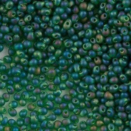 Miyuki Drop Fringe Seed Beads Matte Green AB