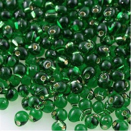 Miyuki Drop Fringe Seed Beads Silver Lined Green