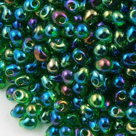 Miyuki Drop Fringe Seed Beads Transparent Green AB