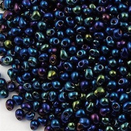 Miyuki Drop Fringe Seed Beads Midnight Blue AB