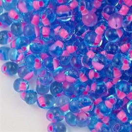 Miyuki Drop Fringe Seed Beads Pink Lined Blue