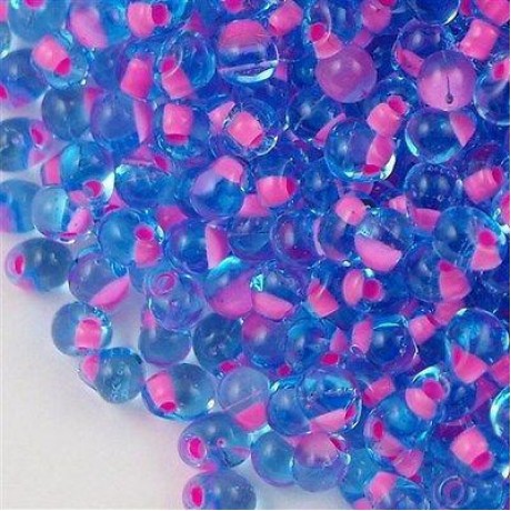 Miyuki Drop Fringe Seed Beads Pink Lined Blue