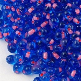 Miyuki Drop Fringe Seed Beads Pink Lined Cobalt