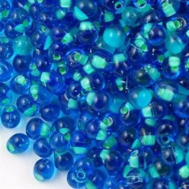 Miyuki Drop Fringe Seed Beads Green Lined Blue