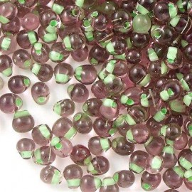 Miyuki Drop Fringe Seed Beads Smoky Amethyst Inside Color Lined Green