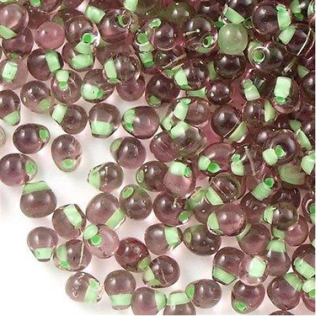 Miyuki Drop Fringe Seed Beads Smoky Amethyst Inside Color Lined Green